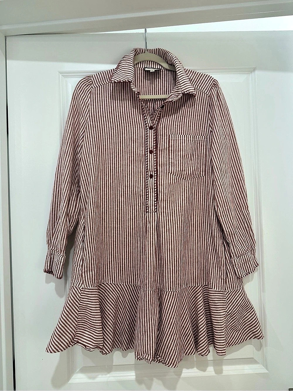 Tuckernuck Callahan Shirt Dress Striped Red & White Small